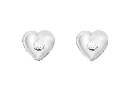 Sterling Silver Diamond Set Heart Studs