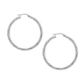 9K White Gold 33mm Twisted Hoop Earrings