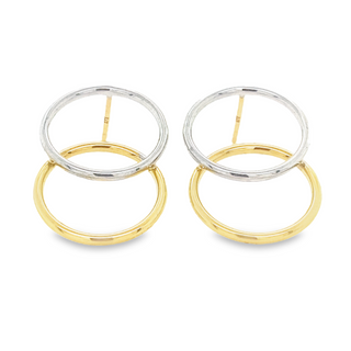 9ct 2-Coloured Gold Open Circle Stud Earrings