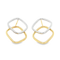 9ct 2-Coloured Gold Open Square Stud Earrings