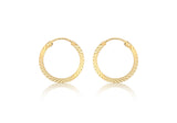 9K Yellow Gold Pleat Diamond Cut Teeny Hoop Earrings