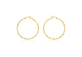 9K Yellow Gold 38mm Dainty Faceted Hoop Earrings