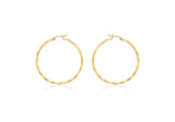 9K Yellow Gold 38mm Dainty Faceted Hoop Earrings