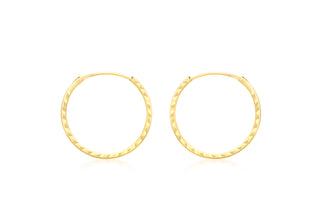 9ct Yellow Gold 1.2mm D/C 18mm Sleeper Earrings