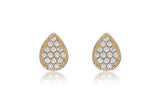 9K Yellow Gold CZ Set Pear Shaped Stud Earrings