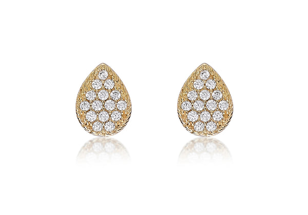 9K Yellow Gold CZ Set Pear Shaped Stud Earrings