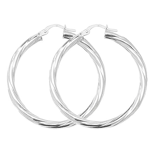Sterling Silver 30mm Twisted Hoop Earrings