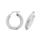 Sterling Silver Diamond Cut Hoop Earrings