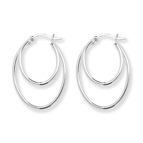 Sterling Silver Double Oval Hooped Earrings