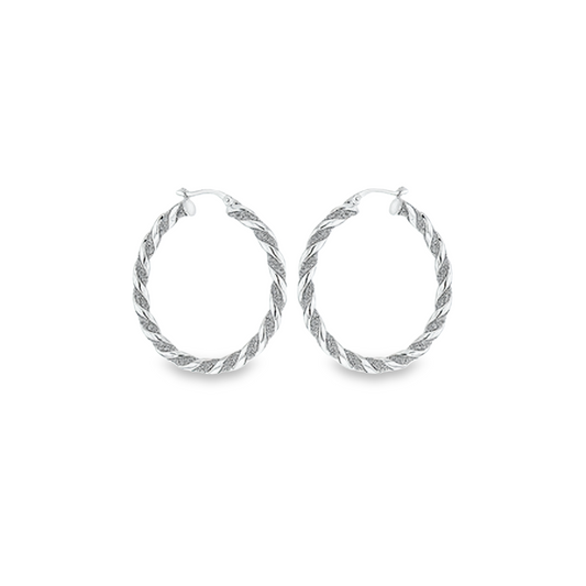 Silver Twist Creole Earrings 30mm