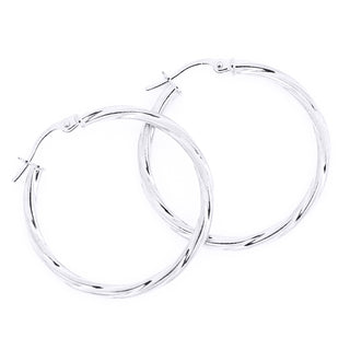 9K White Gold 29mm Twisted Hoop Earrings