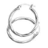 9ct White Gold Twisted 24mm Hoop Earrings