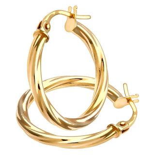 9K Yellow Gold 20mm Twisted Hoop Earrings