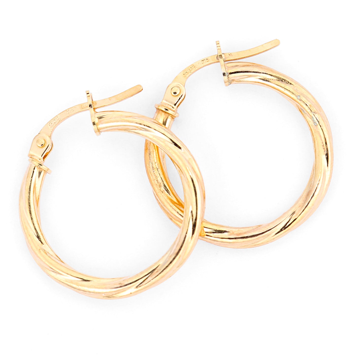 9K Yellow Gold 20mm Twisted Hoop Earrings