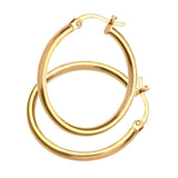 9K Yellow Gold 24mm Plain Hoop Earrings