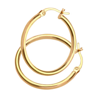 9K Yellow Gold 24mm Plain Hoop Earrings