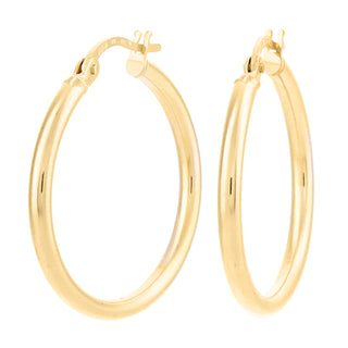 9K Yellow Gold 24mm Plain Hoop Earrings