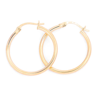 9K Yellow Gold 24mm Plain Hoop Earrings