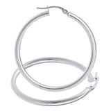 9ct White Gold Plain 35mm Hoop Earrings