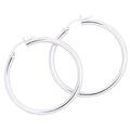 9ct White Gold Plain 35mm Hoop Earrings