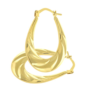 9ct Yellow Gold Twist Pattern Creole Hoop Earrings