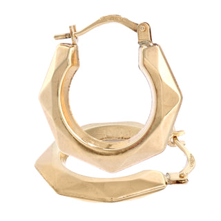 9K Yellow Gold 20mm Faceted Hoop Earrings
