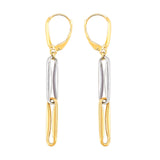 9ct 2-Coloured Gold Long Link Drop Earrings
