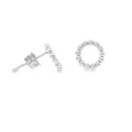 9ct White Gold Beaded Circle Stud Earrings