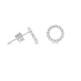9ct White Gold Beaded Circle Stud Earrings