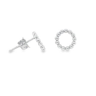 9ct White Gold Beaded Circle Stud Earrings