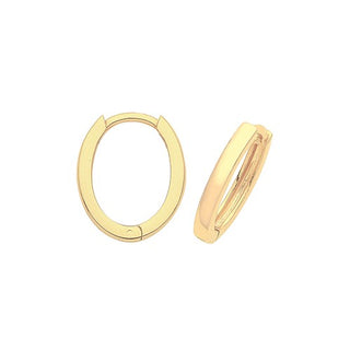 9K Yellow Gold Oval Shaped Hinged Hoop Earrings