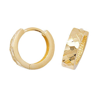 9K Yellow Gold Faceted Huggies