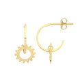 9K Yellow Gold Sun Half Hoop Earrings