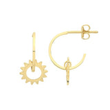 9K Yellow Gold Sun Half Hoop Earrings