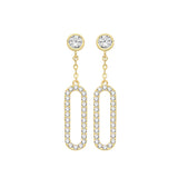 9ct Yellow Gold CZ Oblong Drop Earrings