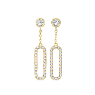 9ct Yellow Gold CZ Oblong Drop Earrings
