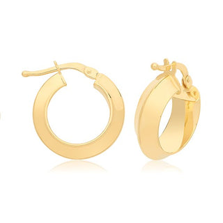 9K Yellow Gold 10mm Plain Hoop Earrings