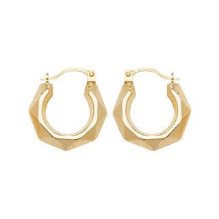 9K Yellow Gold 10mm Faceted Hoop Earrings