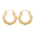 9K Yellow Gold 12mm Faceted Hoop Earrings