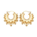 9K Yellow Gold Large Sunburst Hoop Earrings
