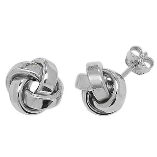 9ct White Gold Knotted Style Stud Earrings