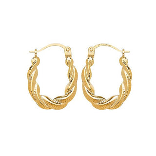 9K Yellow Gold Twisted Creole Hoop Earrings