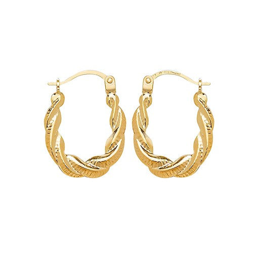 9ct Yellow Gold Twisted Creole Hooped Earrings