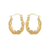 9K Yellow Gold Twisted Creole Hoop Earrings