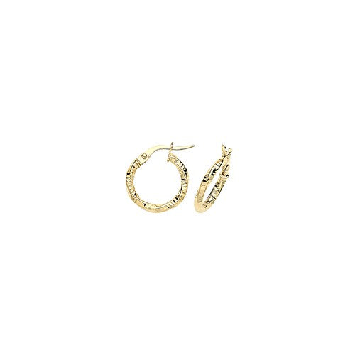 9ct Yellow Gold 10mm DC Twisted Hooped Earrings