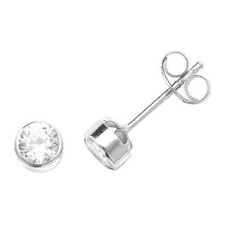 9ct White Gold Bezel CZ Stud Earrings