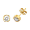 9K Yellow Gold Irregular Cubic Zirconia Stud Earrings