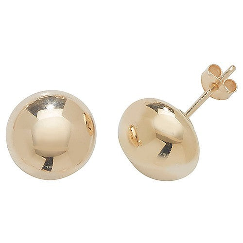 9ct Yellow Gold 8mm Button Stud Earrings