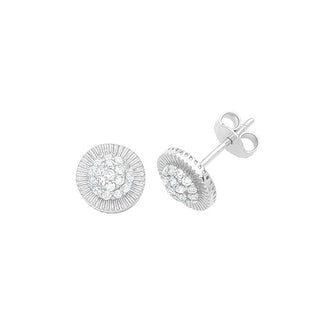 9ct White Gold Round CZ Stud Earrings