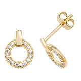 9ct Yellow Gold Open Circle CZ Stud Earrings